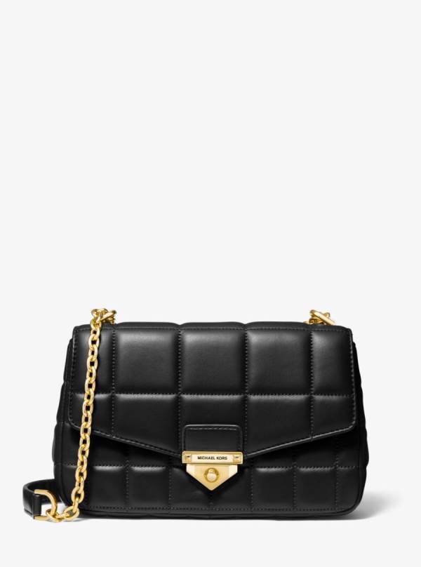 Damske Taška Cez Rameno Michael Kors SoHo Large Quilted Leather Čierne - Kabelky Michael Kors Sleva | BZICP-3526
